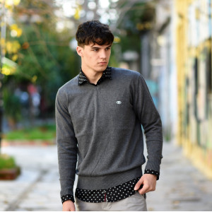 ΑΝΔΡΙΚΟ ΠΛΕΚΤΟ ΛΑΙΜΟΣ COTTON MOHICANS V351 ΓΚΡΙ